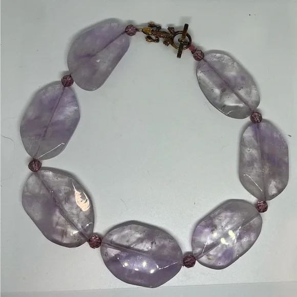 Large Natural Light Amethyst Necklace - Picture 4 of 5